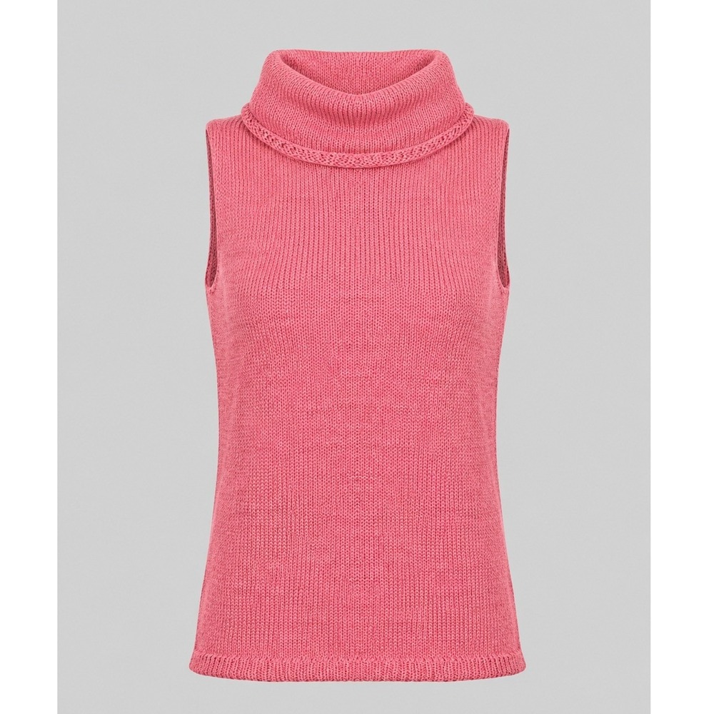 Vintage Y2K City DKNY Womens Rose Pink Cowl Neck Sleeveless Knit Sweater Top Med - Picture 1 of 9